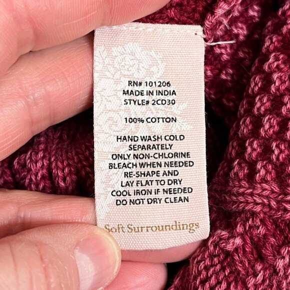 Soft Surroundings Fox Browning's Cable Knit Tunic Sweater M Raspberry Pink - Picture 12 of 12